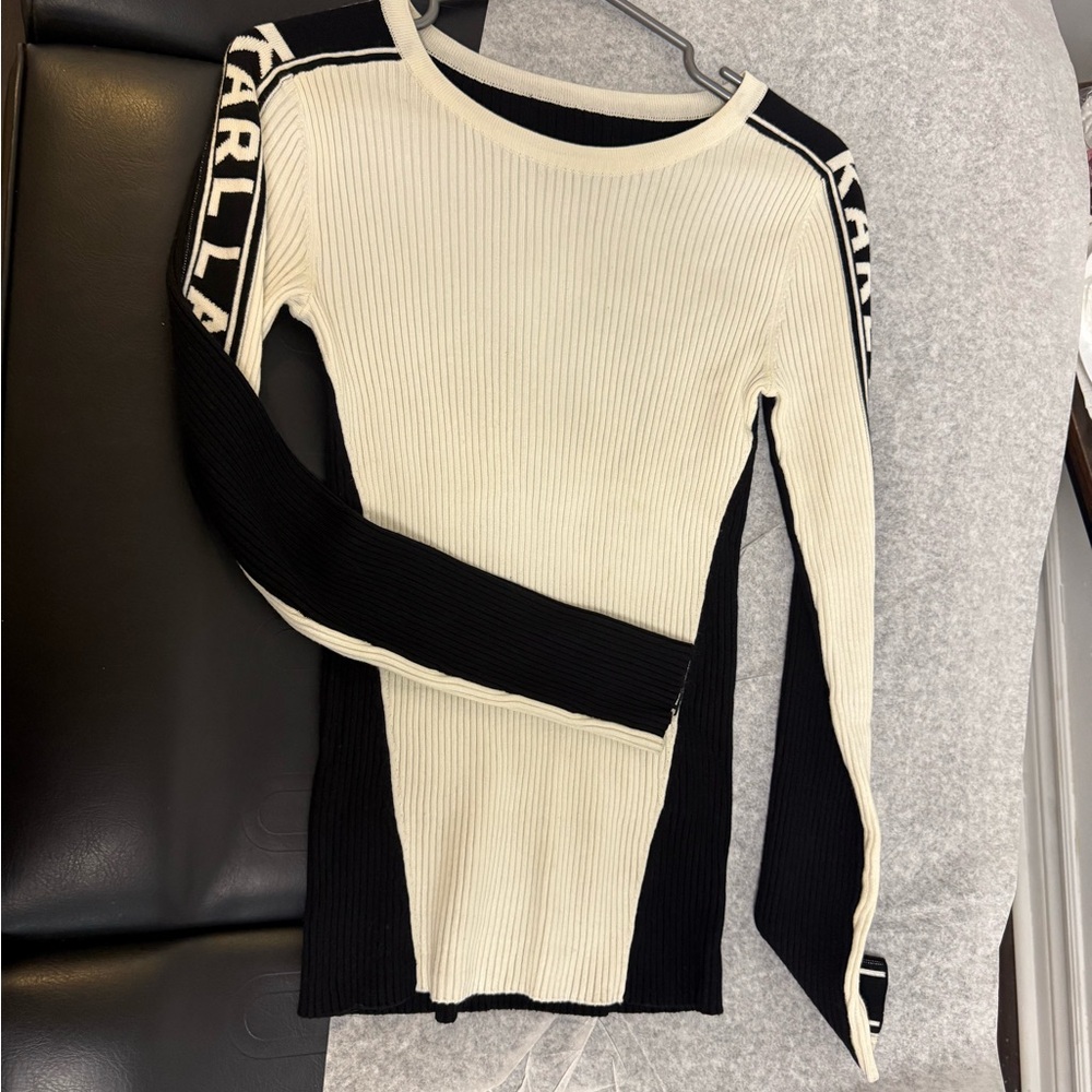 Karl Lagerfeld Two-Tone Black and white Long Sleeve Top